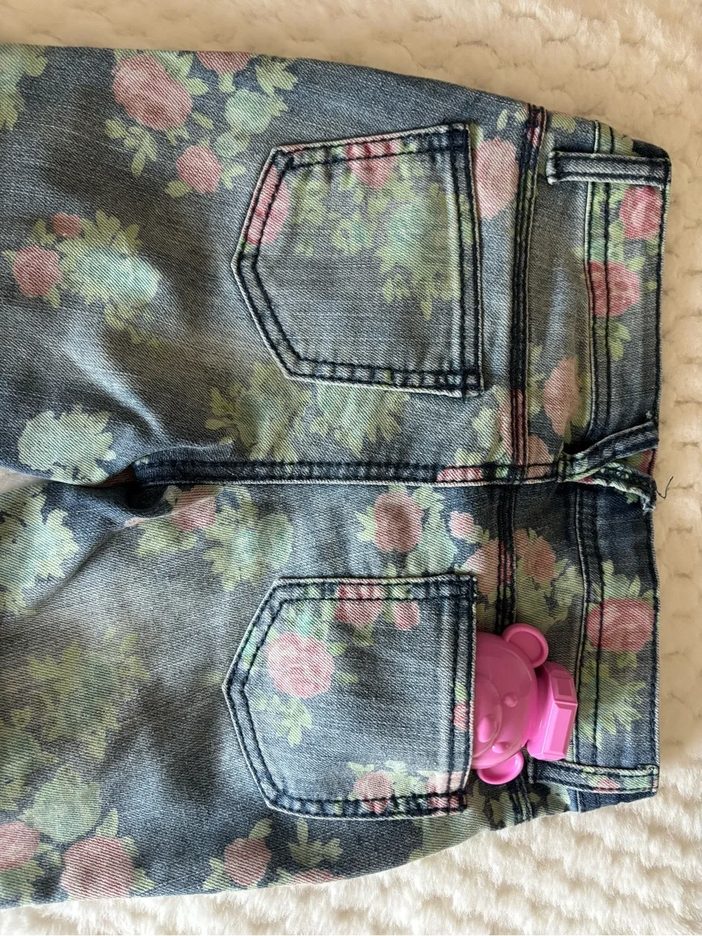 Cherokee Floral Skinny Jeans in Blue with Pink & Green Roses